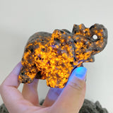 Yooperlite Elephant Carving Wholesale (UV - Reactive) - Wholesale Crystals