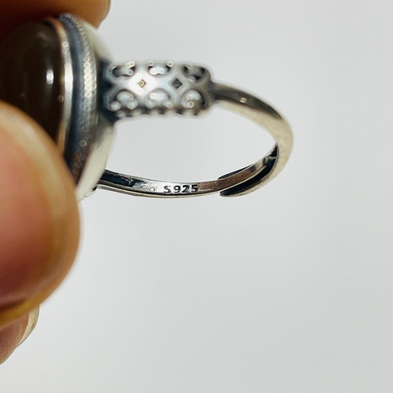11 Pieces Black Rainbow Sun Stone Different Styles Sterling Silver Ring -Wholesale Crystals