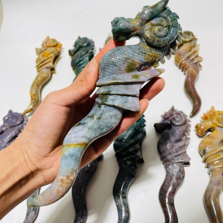 11 Pieces Ocean Jasper Seahorse Carving -Wholesale Crystals