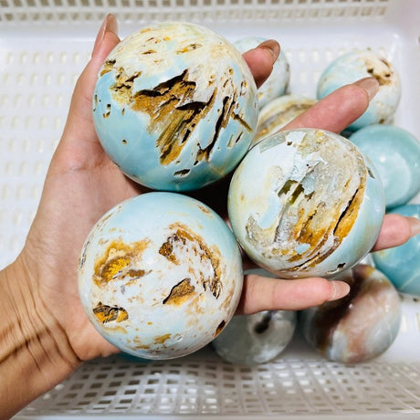 15 Pieces Caribbean Calcite Spheres -Wholesale Crystals