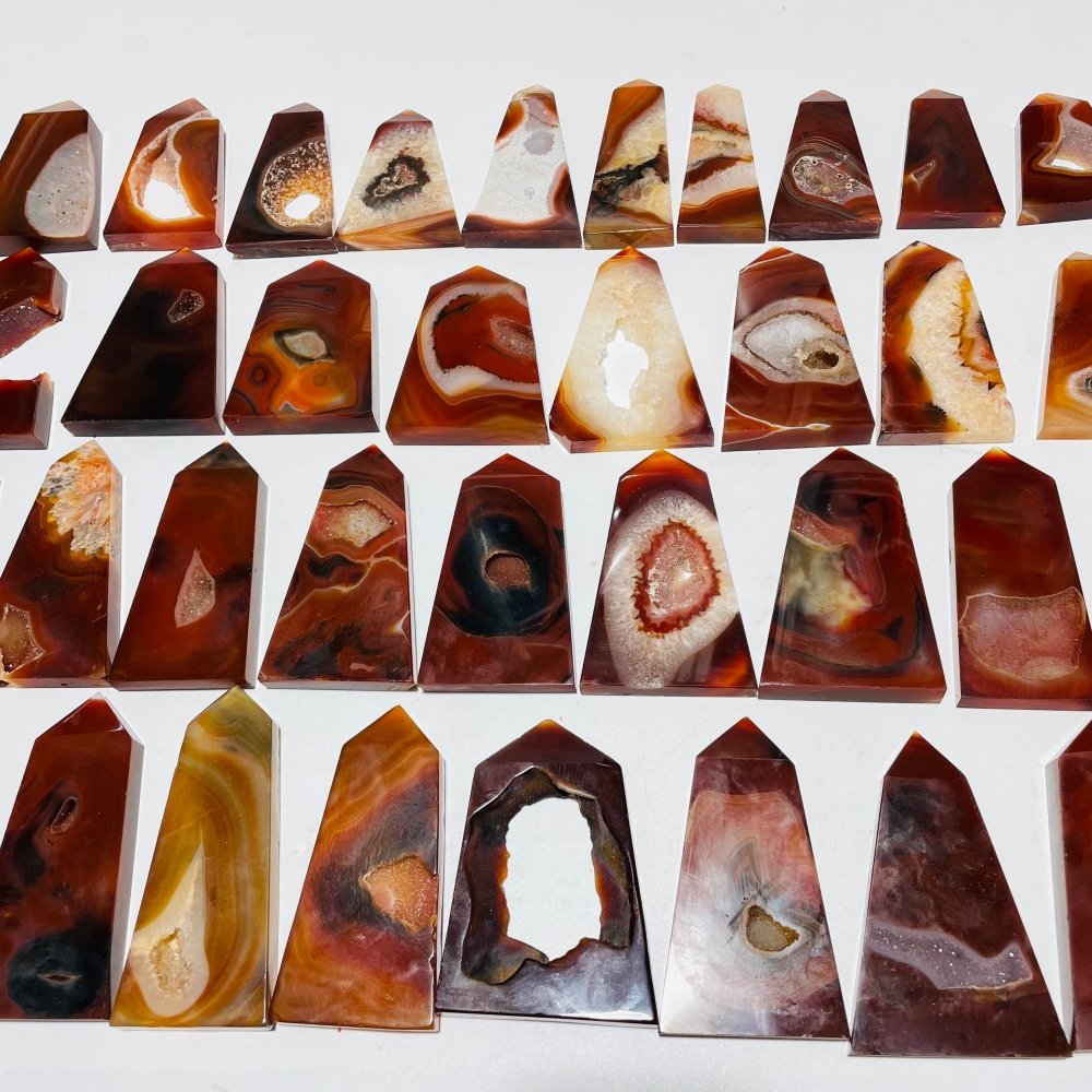 35 Pieces Carnelian Geode Tower Points -Wholesale Crystals