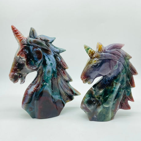 2 Pieces High Quality Ocean Jasper Unicorn Carving -Wholesale Crystals