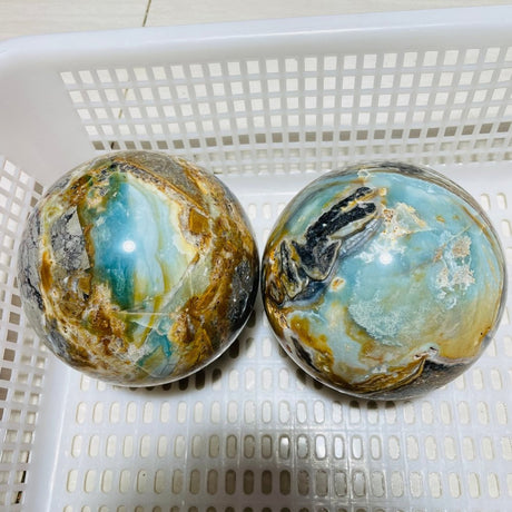 2 Pieces Large Caribbean Calcite Spheres -Wholesale Crystals