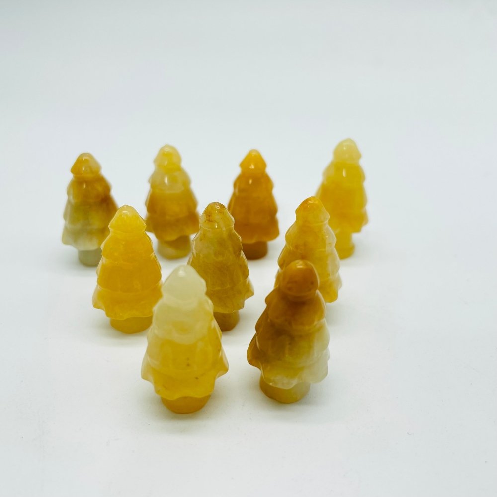 2 Types Mini Christmas Tree Howlite & Yellow Agate Pine Tree Carving Wholesale -Wholesale Crystals
