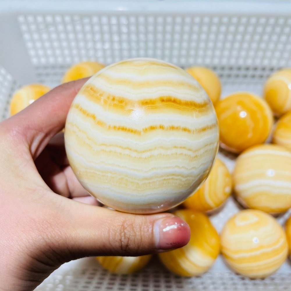 20 Pieces Large High Quality Yellow Calcite Spheres -Wholesale Crystals