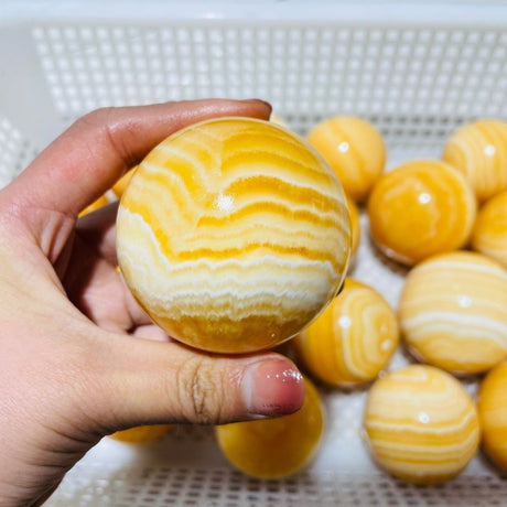 20 Pieces Large High Quality Yellow Calcite Spheres -Wholesale Crystals