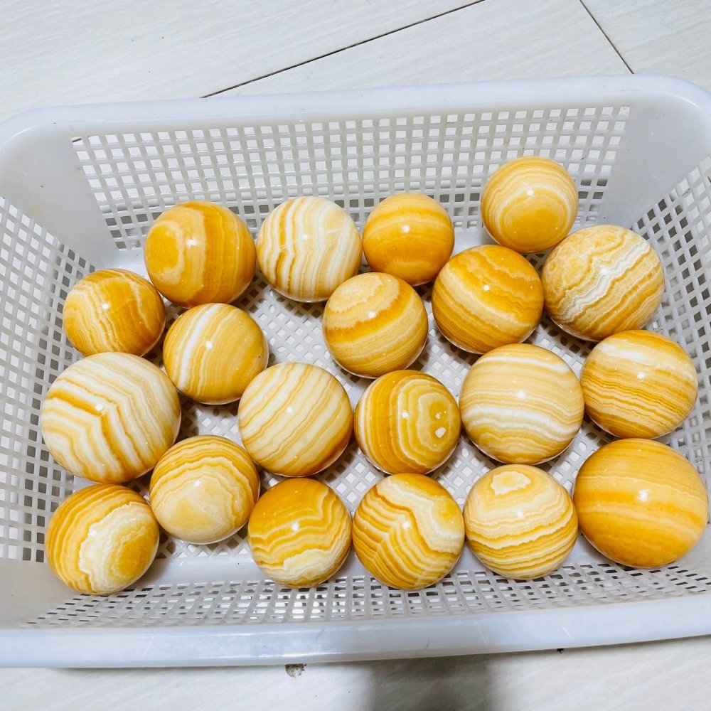 20 Pieces Large High Quality Yellow Calcite Spheres -Wholesale Crystals