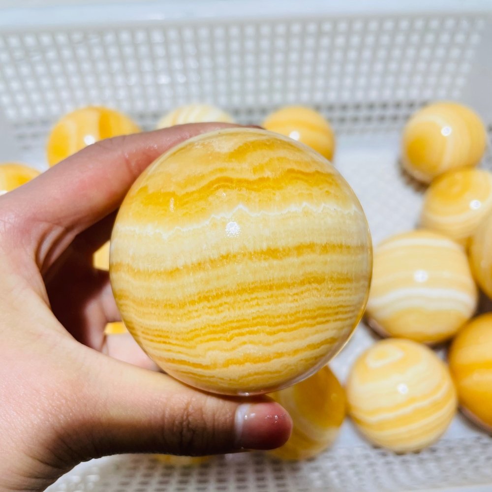 20 Pieces Large High Quality Yellow Calcite Spheres -Wholesale Crystals