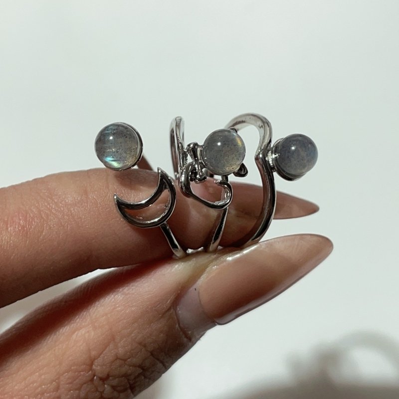 3 Types Labradorite Ring Moon Cat Crown Shape - Wholesale Crystals