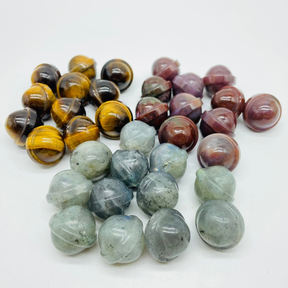 3 Types UFO Universe Shape Sphere Carving Wholesale Ocean Jasper Labradorite Tiger Eye -Wholesale Crystals