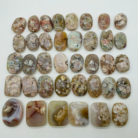 38Pieces High Quality Sakura Flower Agate Palm Stone -Wholesale Crystals
