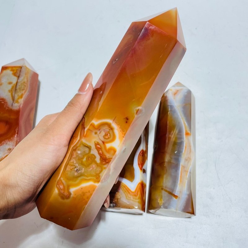 4 Pieces Large Carnelian Crystal Tower -Wholesale Crystals