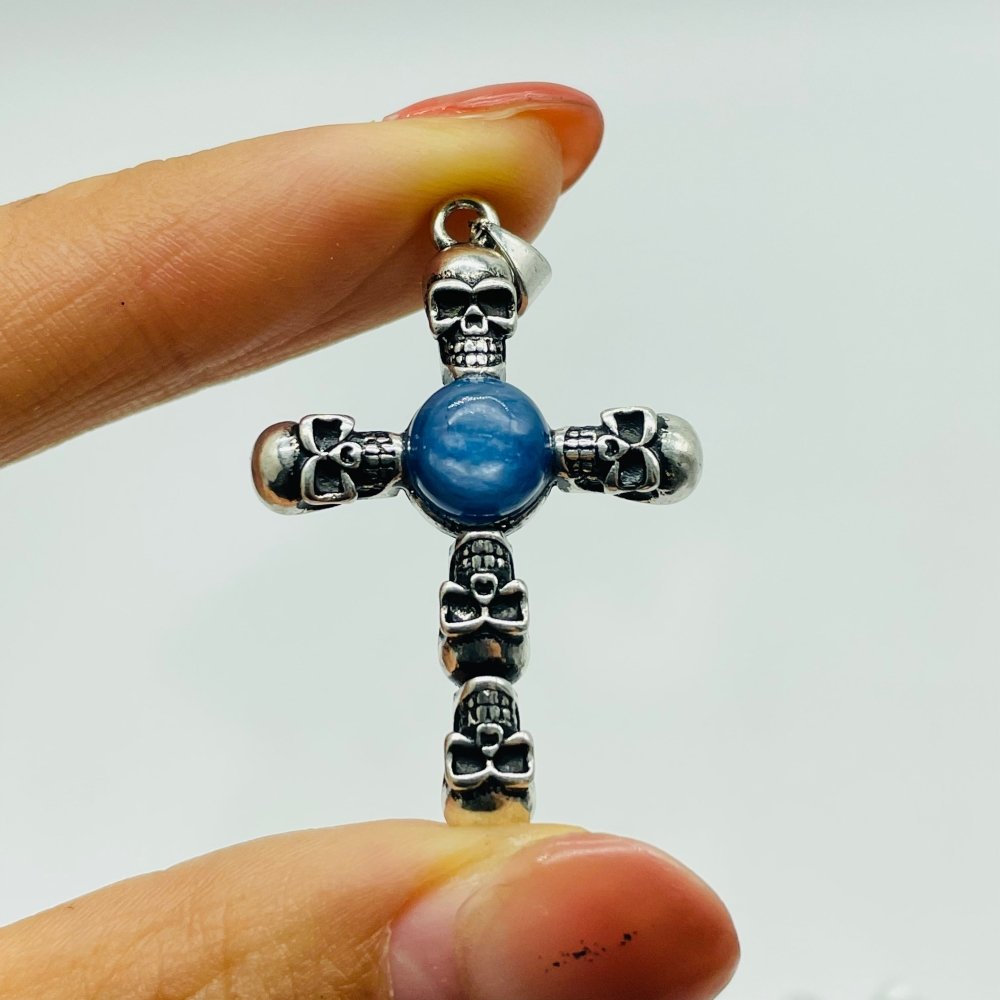 4 Types Skull Cross Pendant Wholesale Charoite Sunstone Malachite Moonstone -Wholesale Crystals