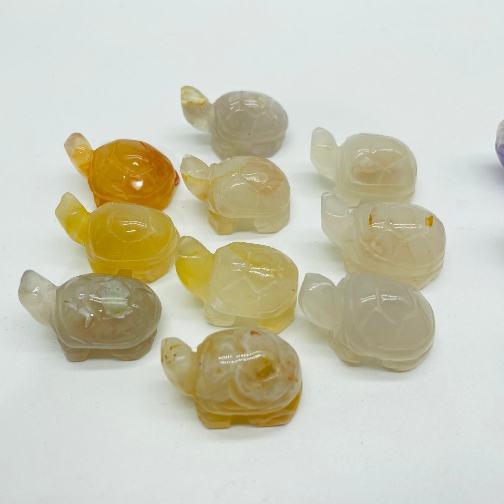 4 Types Turtle Carving Wholesale Caribbean & Moss Agate -Wholesale Crystals