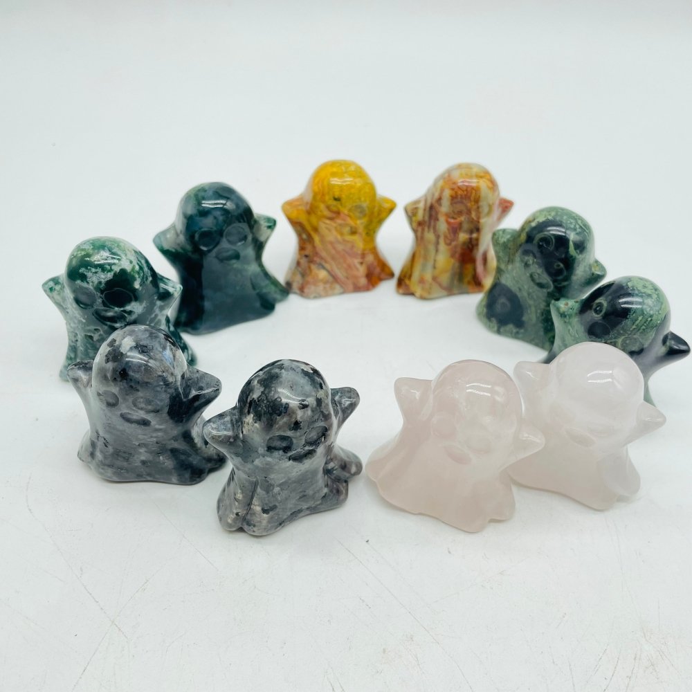 5Types Ghost Crazy Agate & Moss Agate Halloween Carving Wholesale -Wholesale Crystals