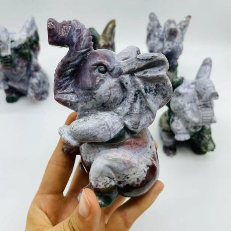 6 Pieces Large Ocean Jasper Elephant Carving -Wholesale Crystals