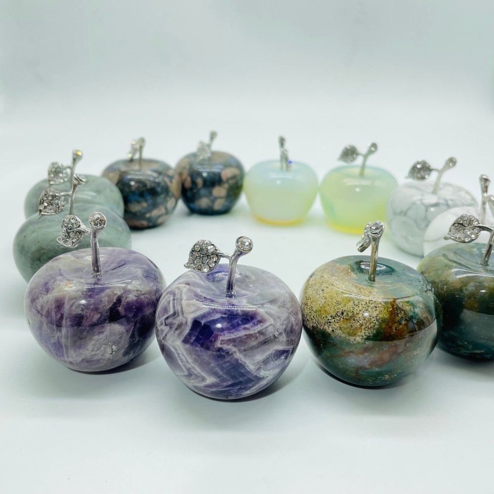 6 Types Chevron Amethyst&Labradorite Howlite Apple Carving Wholesale -Wholesale Crystals