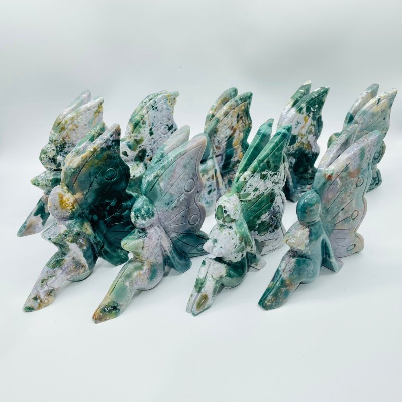 9 Pieces Beautiful Ocean Jasper Butterfly Fairy Carving -Wholesale Crystals