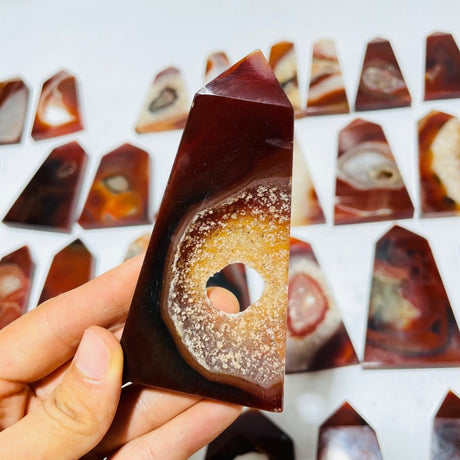 35 Pieces Carnelian Geode Tower Points -Wholesale Crystals