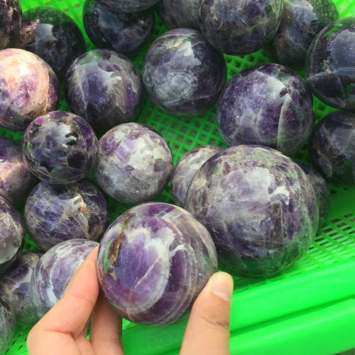 2-4in(5-10cm) amethyst chevron sphere ball -Wholesale Crystals