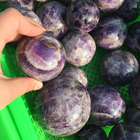 2-4in(5-10cm) amethyst chevron sphere ball -Wholesale Crystals