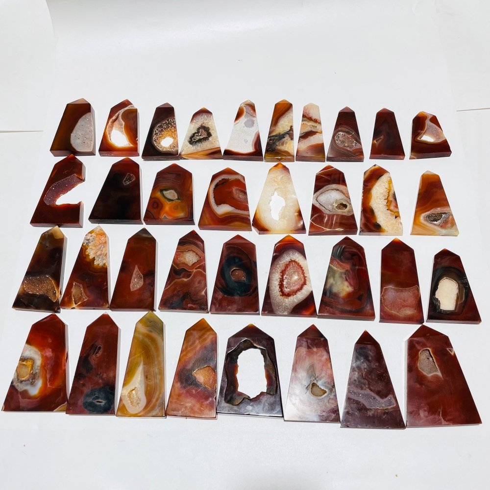 35 Pieces Carnelian Geode Tower Points -Wholesale Crystals