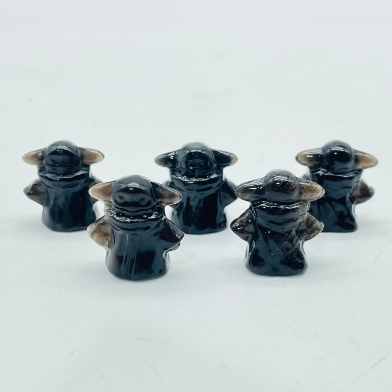 Mini Black Obsidian Yoda Star Wars Crystal Carving Wholesale - Wholesale Crystals