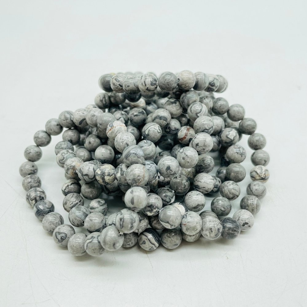 Red Obsidian & Natural Gray Lace Agate Bracelet Wholesale -Wholesale Crystals