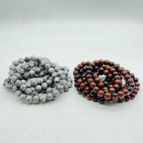 Red Obsidian & Natural Gray Lace Agate Bracelet Wholesale -Wholesale Crystals